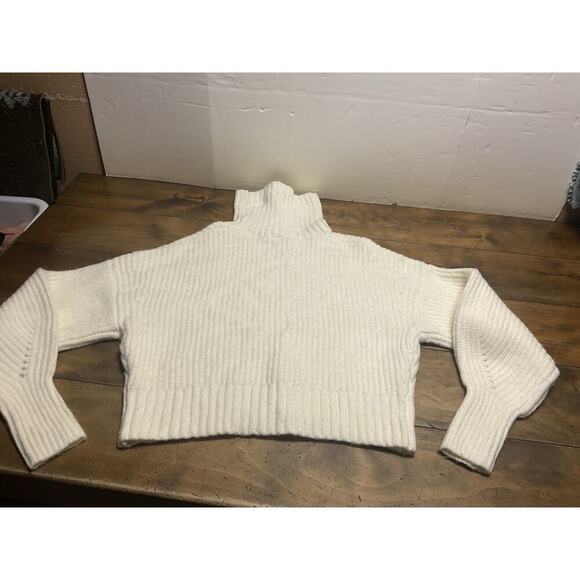 Varley Rogan Sweater Women's Large Ivory Stretch Long Sleeves Turtle Neck - Picture 12 of 13